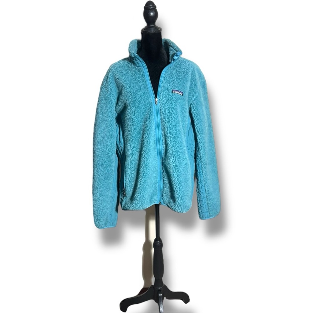 Patagonia Women’s Retro X Full Zip Long Sleeve Cozy Teal Fleece Jacket - Picture 2 of 15